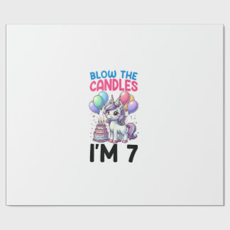 Papier Cadeau Enfants Licorne 7ème Anniversaire Garçon 7 Ans Bda
