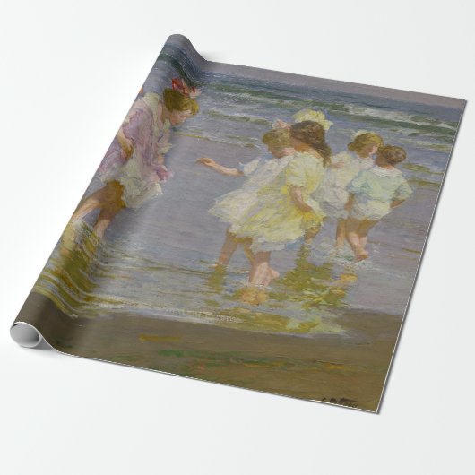 Papier Cadeau Enfants marchant sur la plage (par E.H. Potthast) (Déroulé)