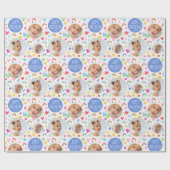 Papier Cadeau Enfants mignons 4e anniversaire Rainbow Photo Coeu (Plat)