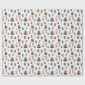 Papier Cadeau Enfants mignons Bois Animaux Motif (Plat)