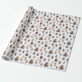 Papier Cadeau Enfants mignons Bois Animaux Motif (Déroulé)