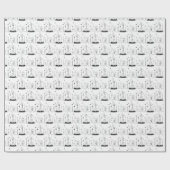 Papier Cadeau Enfants Noël Black & White Snowglobe Lune Étoiles (Plat)