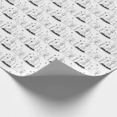 Papier Cadeau Enfants Noël Black & White Snowglobe Lune Étoiles (Coin)