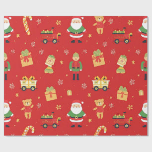 Papier Cadeau Enfants Noël Père Noël & Jouets 30 pouces par 15
