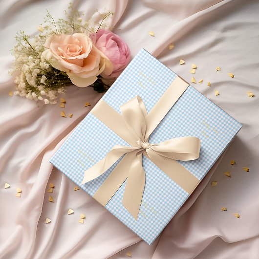 Papier Cadeau Enfants personnalisés Baby Boy Blue White Checker