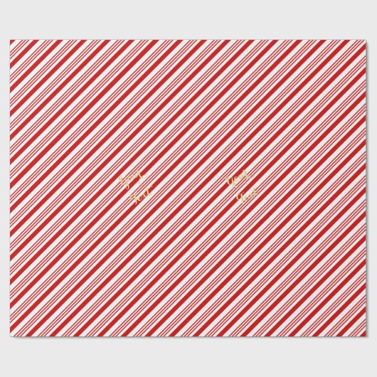 Papier Cadeau Enfants Rayures de Canne à Sucre de Noël Rétro Tex (Plat)