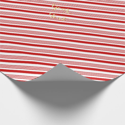 Papier Cadeau Enfants Rayures de Canne à Sucre de Noël Rétro Tex (Coin)