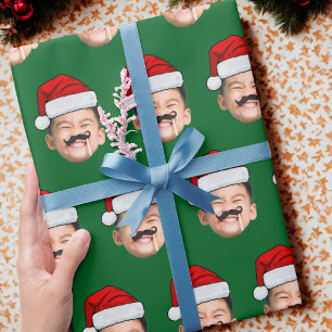 Papier Cadeau Enfants Visage Chapeau de Père Noël Emballage Cade
