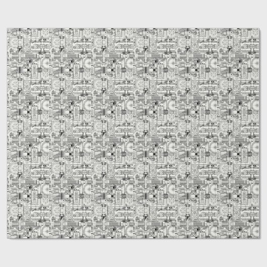 Papier Cadeau Engins de ver : Machines Techniques Simples. (Plat)