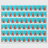 Papier Cadeau English Bulldog in snow with Christmas gifts (Plat)