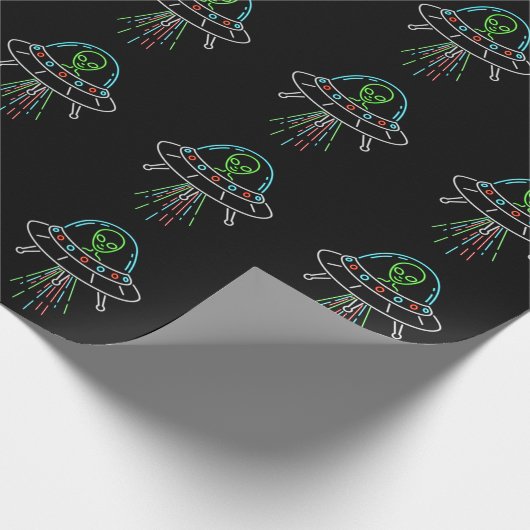 Papier Cadeau Enlèvement d'Alien couleur UFO mignon (Coin)