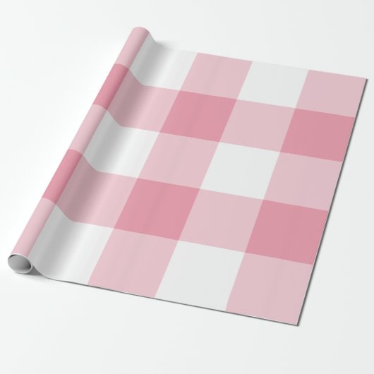 Papier Cadeau Énorme Gingham Rose (Déroulé)