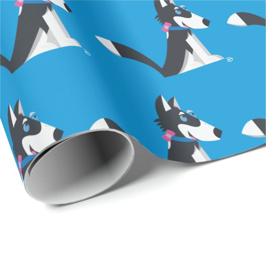 Papier Cadeau Enroué - papier d'emballage (bleu) (Coin rond)