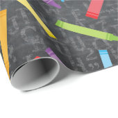 Papier Cadeau Enseignant Chalkboard Crayons Éducateur (Coin rond)