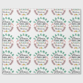 Papier Cadeau Enseignant Paix Amour Joie Noël (Plat)