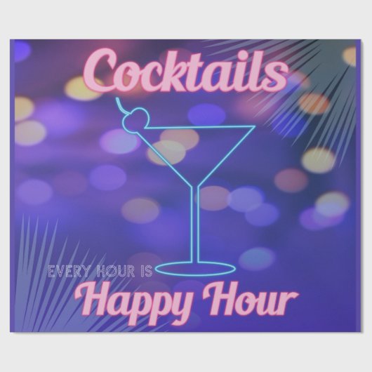 Papier Cadeau Enseigne néon Chaque heure est une heure heureuse (Plat)