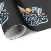 Papier Cadeau Enseigner de futurs leaders de la planète spatiale (Coin rond)