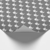 Papier Cadeau Ensemble de batterie blanche sur fond gris (Coin)