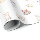 Papier Cadeau Ensemble de chatons de dessin animé mignons (Coin rond)