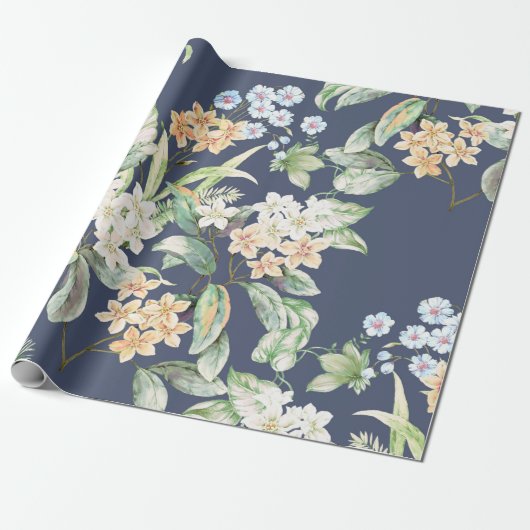 Papier Cadeau ensemble de haute qualité de fleurs d'aquarelle (Déroulé)