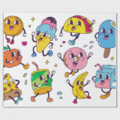Papier Cadeau Ensemble de nourriture et de boisson dans le style (Plat)