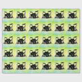 Papier Cadeau Ensemble de tambour monogramme vert (Plat)