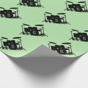 Papier Cadeau Ensemble de tambour monogramme vert