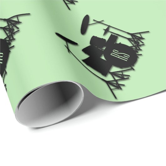 Papier Cadeau Ensemble de tambour monogramme vert (Coin rond)