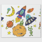 Papier Cadeau Ensemble d'illustrations de dessins animés sur l'e (Plat)