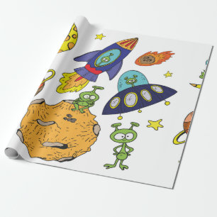 Papier Cadeau Ensemble d'illustrations de dessins animés sur l'e