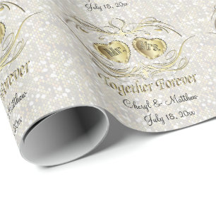 Papier Cadeau Ensemble pour toujours   Mariage blanc Confetti