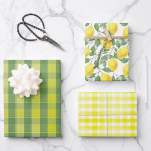 Papier cadeau ensemble tartan marguerite jaune cit
