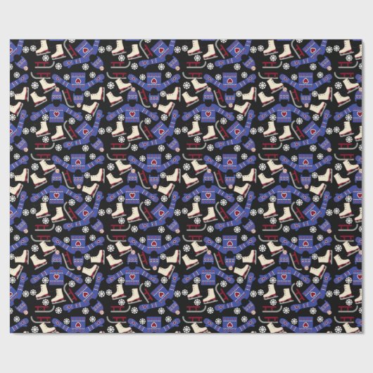 Papier Cadeau Ensembles et patins de chandail d'hiver sur le (Plat)