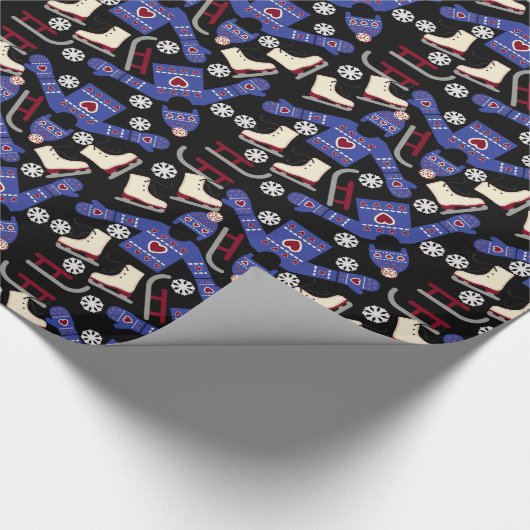 Papier Cadeau Ensembles et patins de chandail d'hiver sur le (Coin)