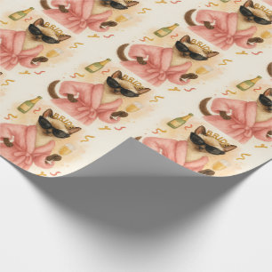 Papier Cadeau Enterrement de vie de jeune fille Chat thème Rose