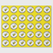 Papier Cadeau Entreprise Abeille noire et jaune Nom de la ferme (Plat)