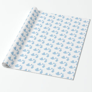 Papier Cadeau Enveloppe cadeau Baby shower cigogne blanche et bl