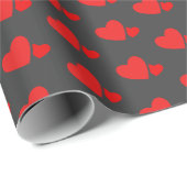 Papier Cadeau Enveloppe cadeau Black and Red Hearts (Coin rond)