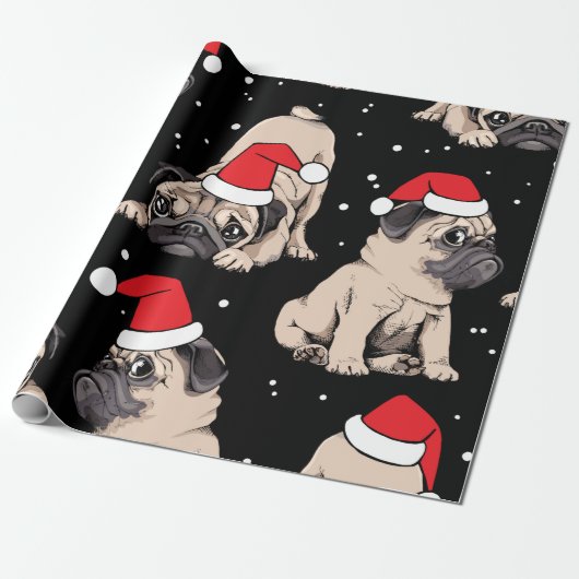 Papier Cadeau Enveloppe cadeau chien Carlin mignon | Papier d'en (Déroulé)