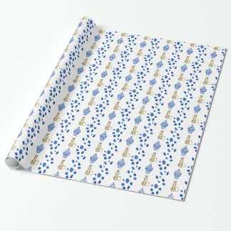 Papier Cadeau Enveloppe cadeau Chinoiserie Bleu & Blanc Cheetah