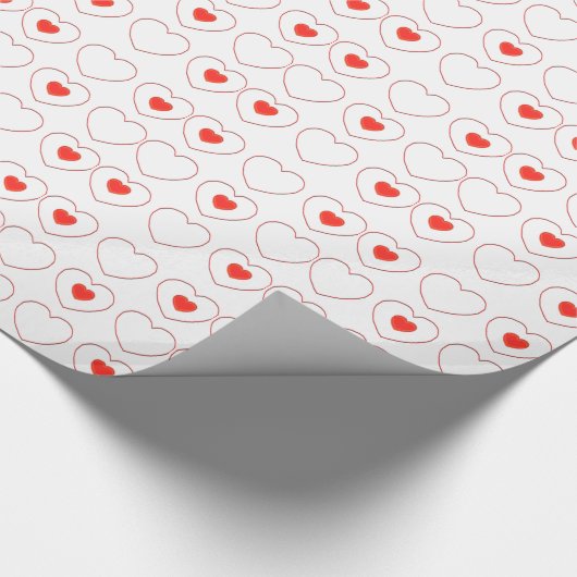 Papier Cadeau Enveloppe cadeau - Coeurs rouges dans les lignes (Coin)