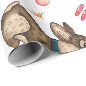 Papier Cadeau Enveloppe cadeau Corgi Aquarelle Cute (Coin rond)