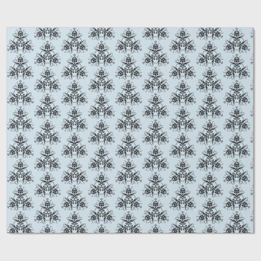 Papier Cadeau Enveloppe cadeau Damas bleu et noir (Plat)