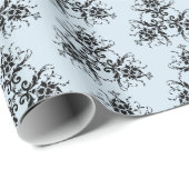 Papier Cadeau Enveloppe cadeau Damas bleu et noir (Coin rond)