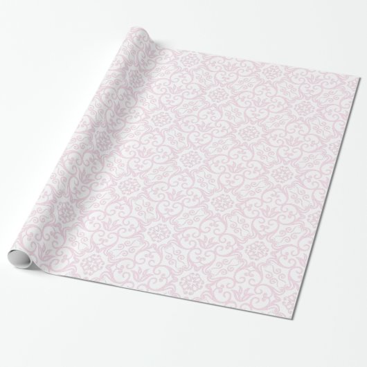 Papier Cadeau Enveloppe cadeau Damas rose et blanc (Déroulé)