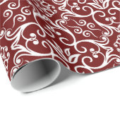 Papier Cadeau Enveloppe cadeau Damas rouge et blanc (Coin rond)