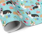 Papier Cadeau Enveloppe cadeau d'anniversaire de Corgi (Coin rond)