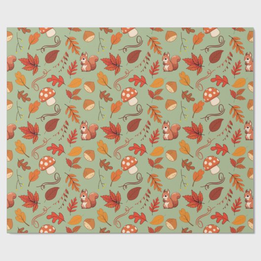 Papier Cadeau Enveloppe cadeau d'automne pour écureuil et châtai (Plat)