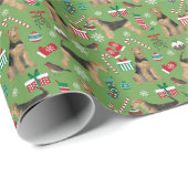 Papier Cadeau Enveloppe cadeau de Noël Airedale Terrier (Coin rond)