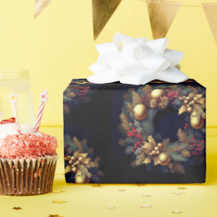 Papier Cadeau Enveloppe cadeau de Noël couronne rustique